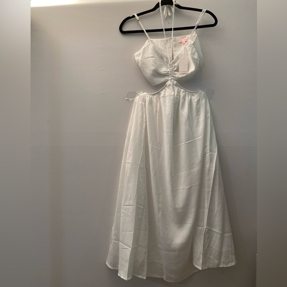 NWT Renamed White Tie Halter Neck Cut Out Midi Summer Dress with Lining Y2K - Picture 9 of 11